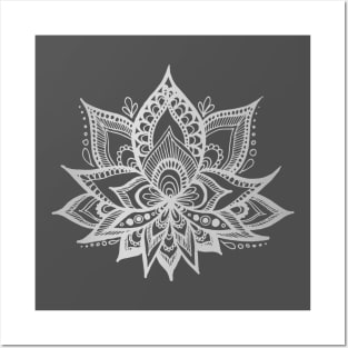 Silver Gray Lotus Flower Posters and Art